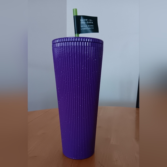 NEW Starbucks 24oz Purple Glitter Glow In the Dark Tumbler with Straw - Picture 2 of 3